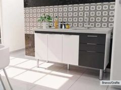Gabinete Cozinha Fit 144cm - Branco/grafite - Fimap
