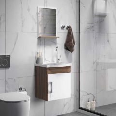 Gabinete Banheiro Kit Turim 39cm Nogal - Rorato