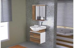 Armario Banheiro Kit Firenze 63,5cm Nogal Sevilha
