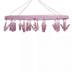 Varal Mini Dobravel Oval 24 Prendedores Rosa Mor