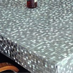 Toalha Metalizada Quadrados Prata 137cm Prata