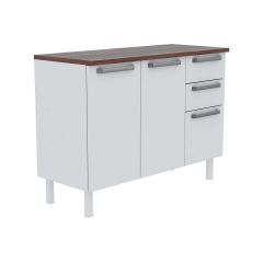 Balcao Tampo Madeira 120cm Verona B2p2g1gt Branco Colormaq