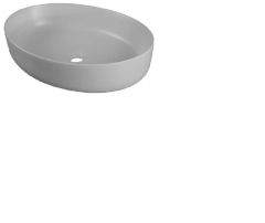 Cuba Oval Sobrepor 55x42x14cm Cinza Fosco