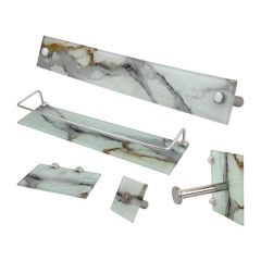 Kit Banheiro Suporte Organizador Vidro Calacata Branco - Vmex