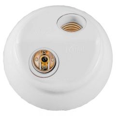 Plafon 2 Lampadas E-27 100w Bocal Porcelana Branco - Ilumi