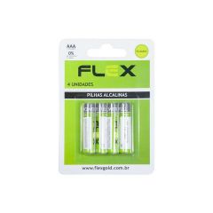 Pilha Alcalina Aaa - 1.5v - 04 Pecas - Flex Gold
