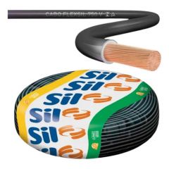Cabo Flexisil 1 X 6.0mm² - 100 Metros - Preto - Sil