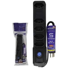 Filtro De Linha 5 Tomadas 2p+t - 10a 250v - Preto - Naticon