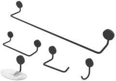 KIT ACESSORIOS BANHEIRO 3850 - 05 PECAS - PRETO - HIGO