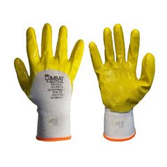 LUVA POLIESTER C/LATEX NITRILICO AMARELOR T-10-GG - IMBAT