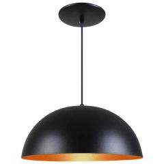 Pendente Meia Esfera 35cm - 1xe27 - Preto Fosco/cobre - Reue