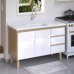 Gabinete De Cozinha 116cm Branco - Rorato