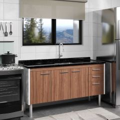 Gabinete De Cozinha Valenza 154cm Nogal Sevilha - Rorato