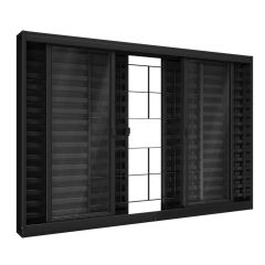 Janela Aco Veneziana C/g 100 X 12 X 200cm Preta - Riobras