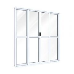 Porta Aluminio Correr Central Branca 213 X 200cm - Riobras