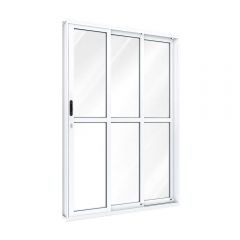 Porta Aluminio Correr Lateral Branca 213 X 150cm - E - Riobras