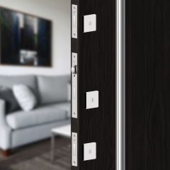 Fechadura Rolete Porta Pivotante Roseta Quadrada Cromada - 3F