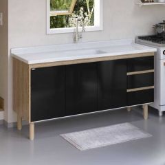 Gabinete De Cozinha 154cm Preto - Rorato